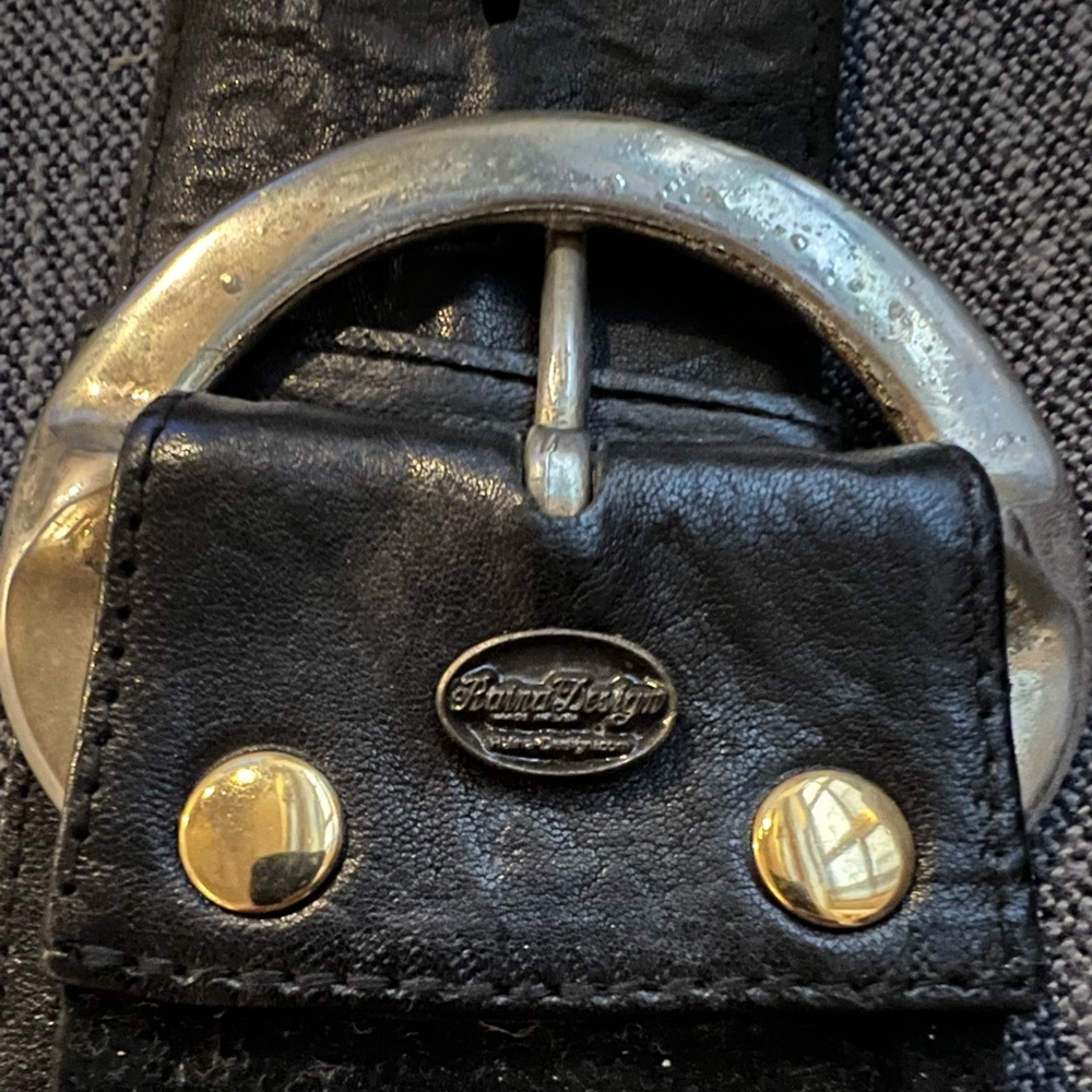 🪩🕺🏻Chic 100% leather round gold buckle belt 💃 - Picture 5 of 7